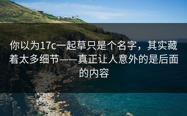 你以为17c一起草只是个名字，其实藏着太多细节——真正让人意外的是后面的内容
